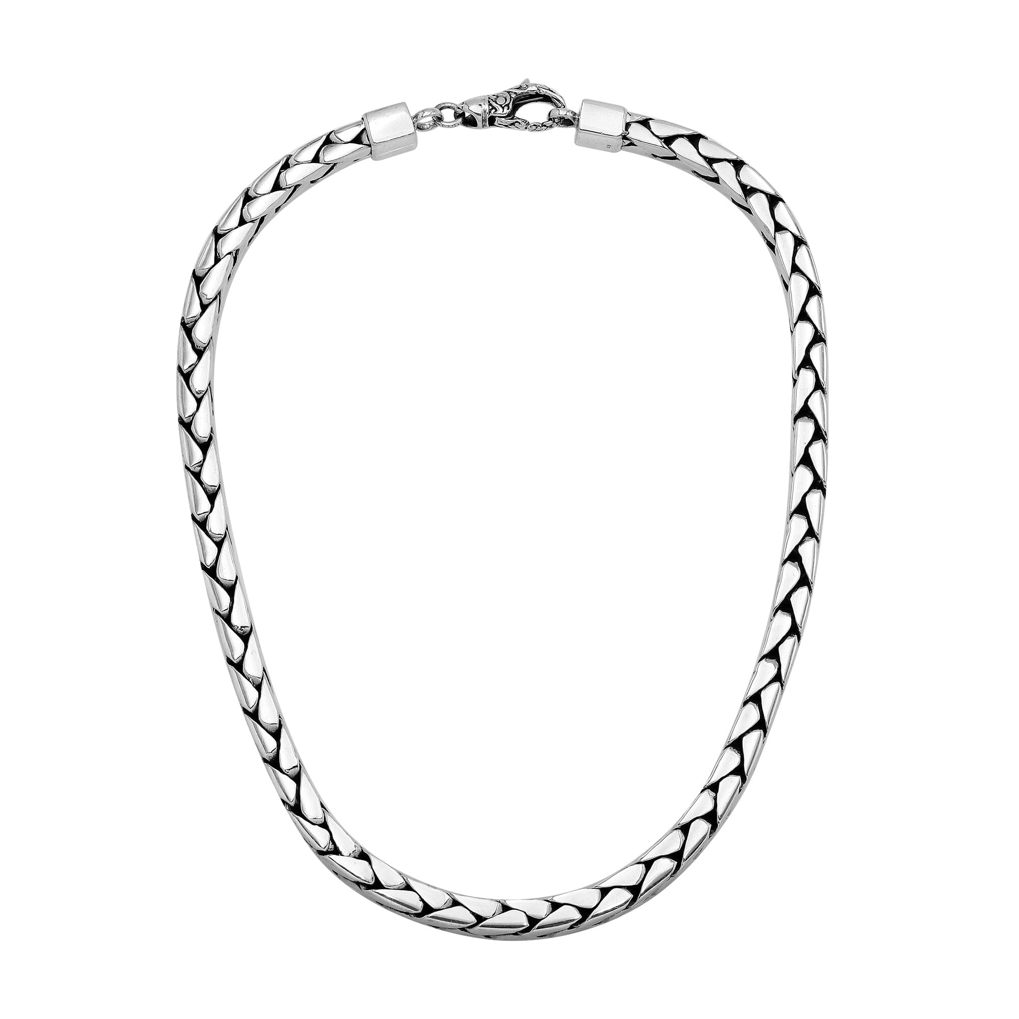 Handcrafted 5 MM Sterling Silver flat-link chain with lobster lock from Bali.