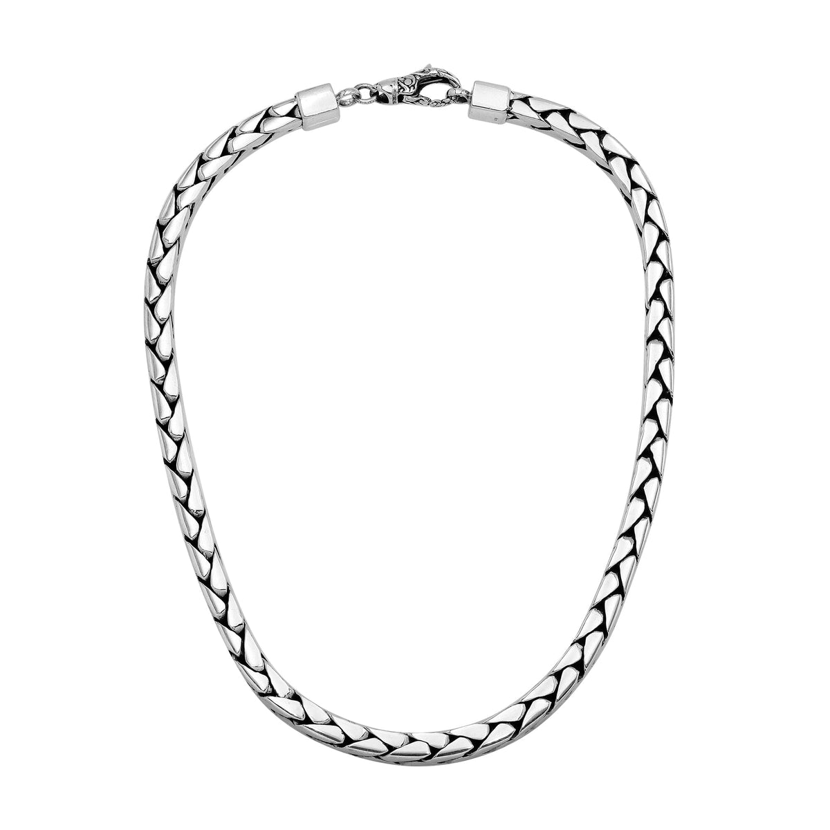 Handcrafted 5 MM Sterling Silver flat-link chain with lobster lock from Bali.