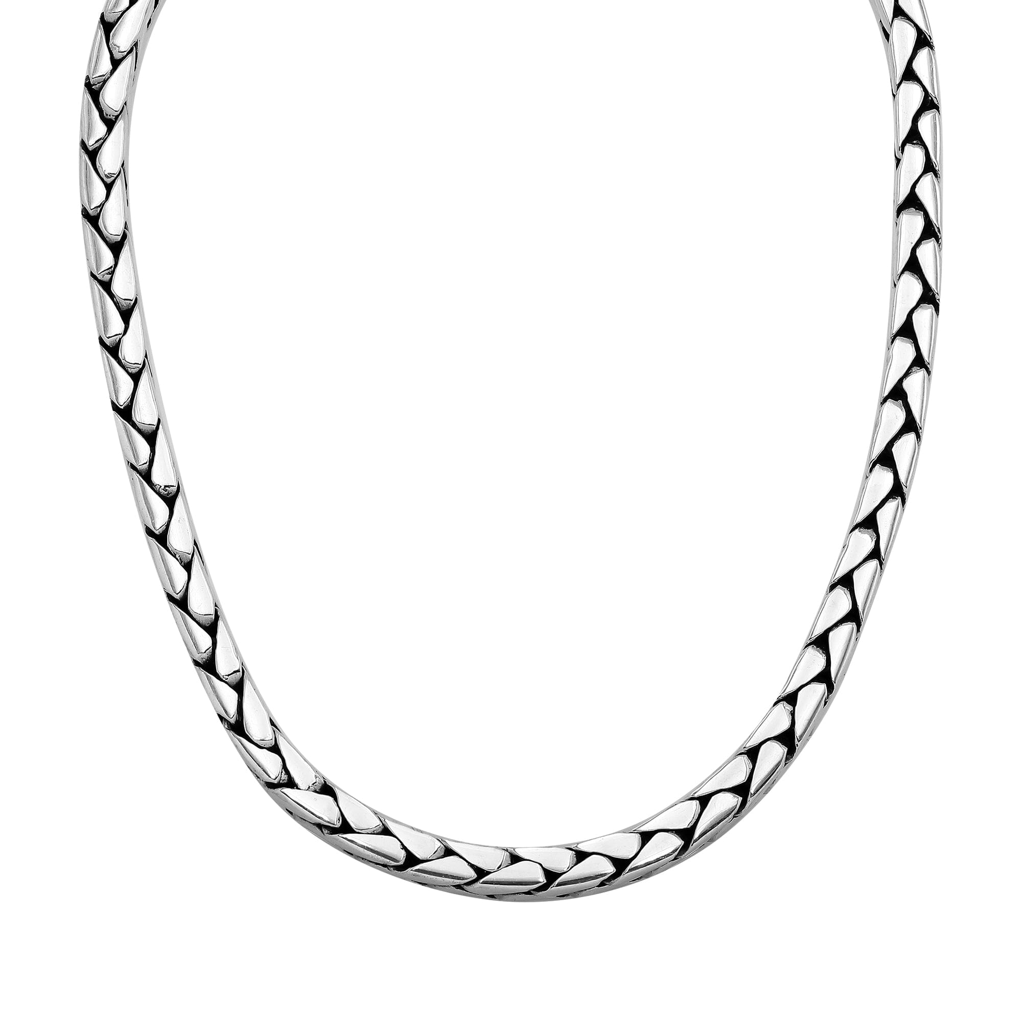 Handcrafted 6 MM Sterling Silver flat-link chain with lobster lock from Bali.