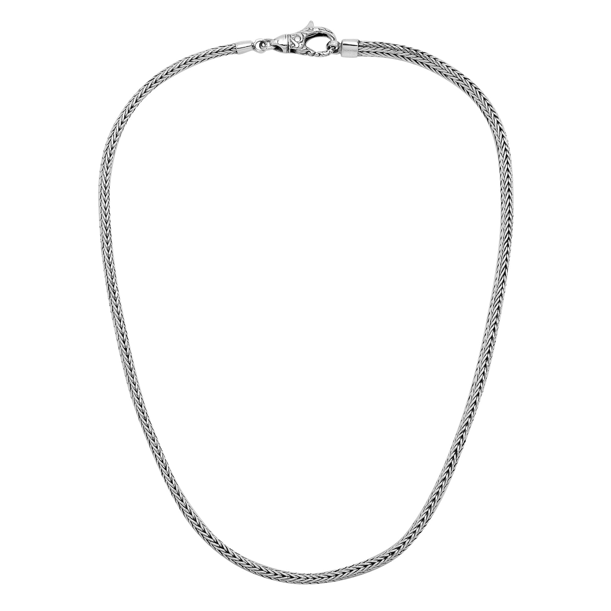 Handcrafted 3x5 MM Sterling Silver woven chain with lobster lock from Bali.