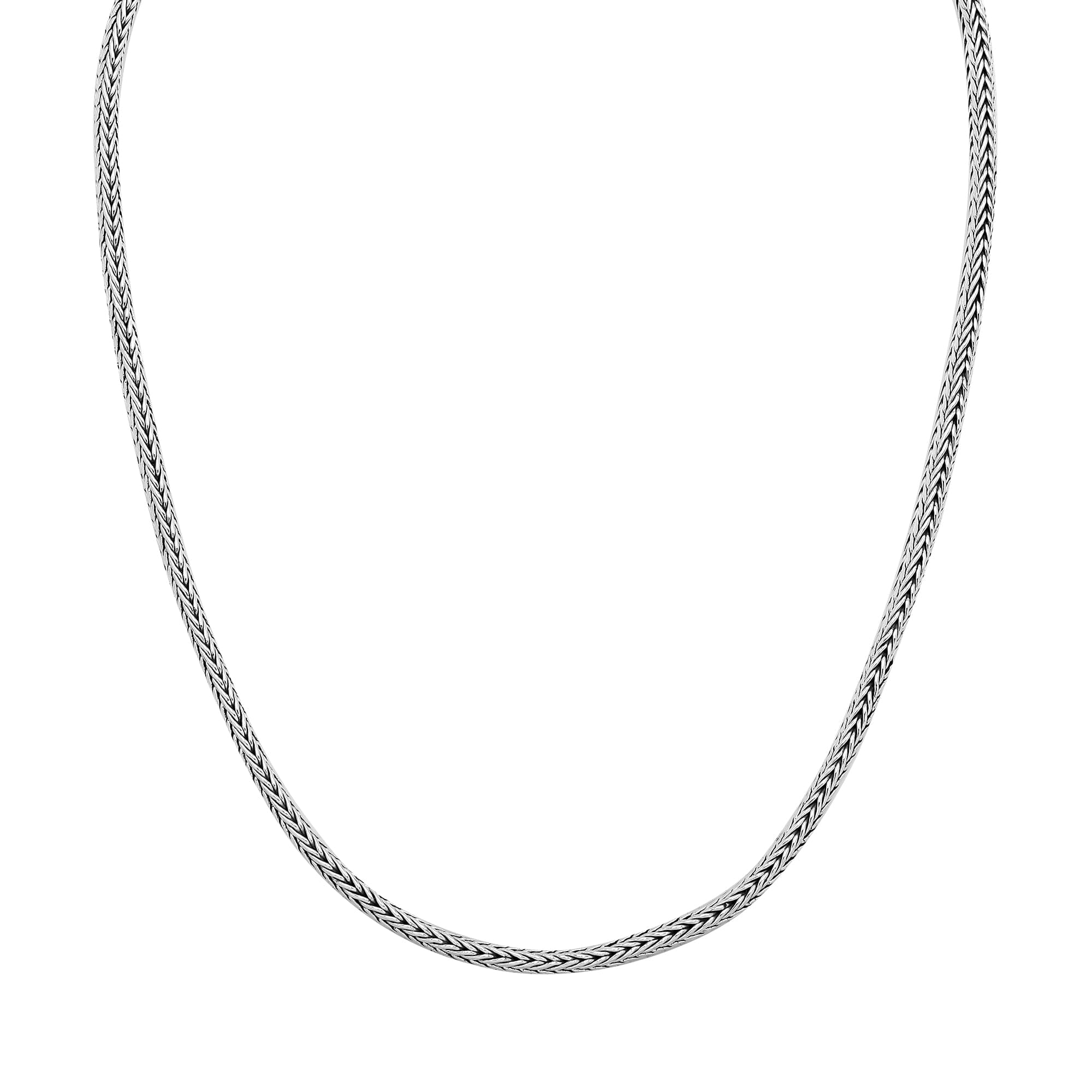 Handcrafted 3x5 MM Sterling Silver woven chain with lobster lock from Bali.