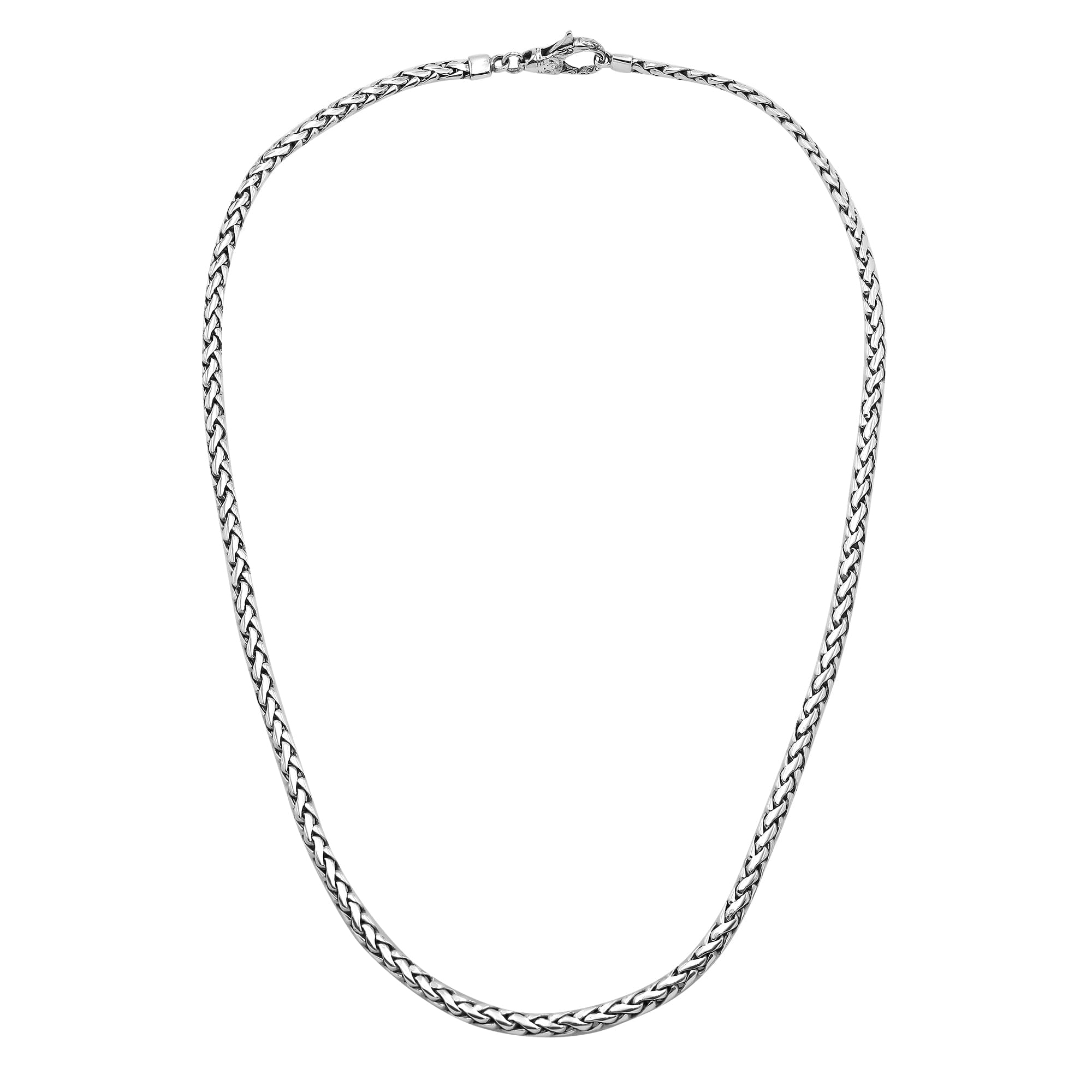 Handcrafted 925 Sterling Silver 3x5MM woven chain necklace with lobster lock clasp
