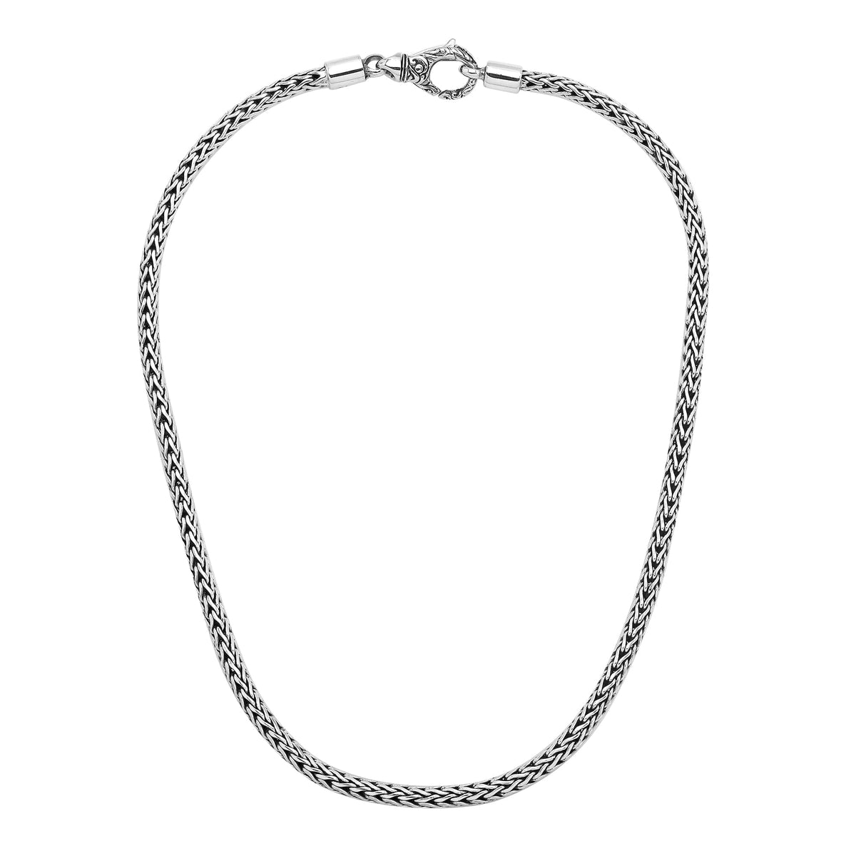 Handcrafted 925 Sterling Silver 4MM woven chain necklace with lobster lock clasp
