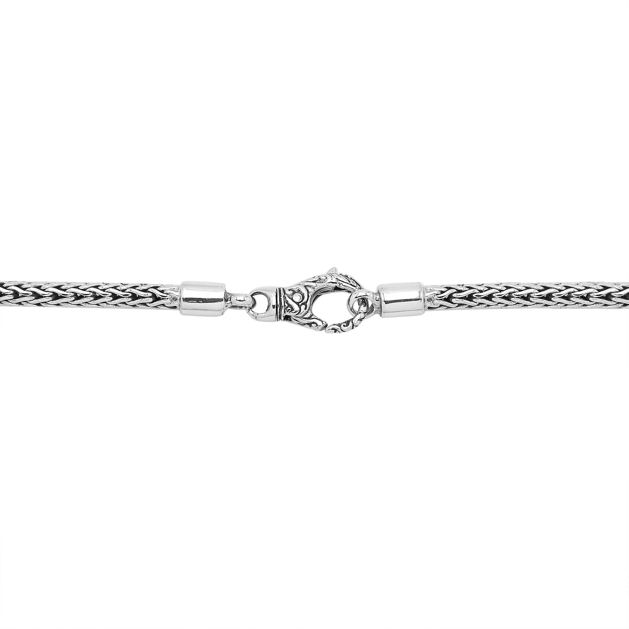 Handcrafted 925 Sterling Silver 4MM woven chain necklace with lobster lock clasp