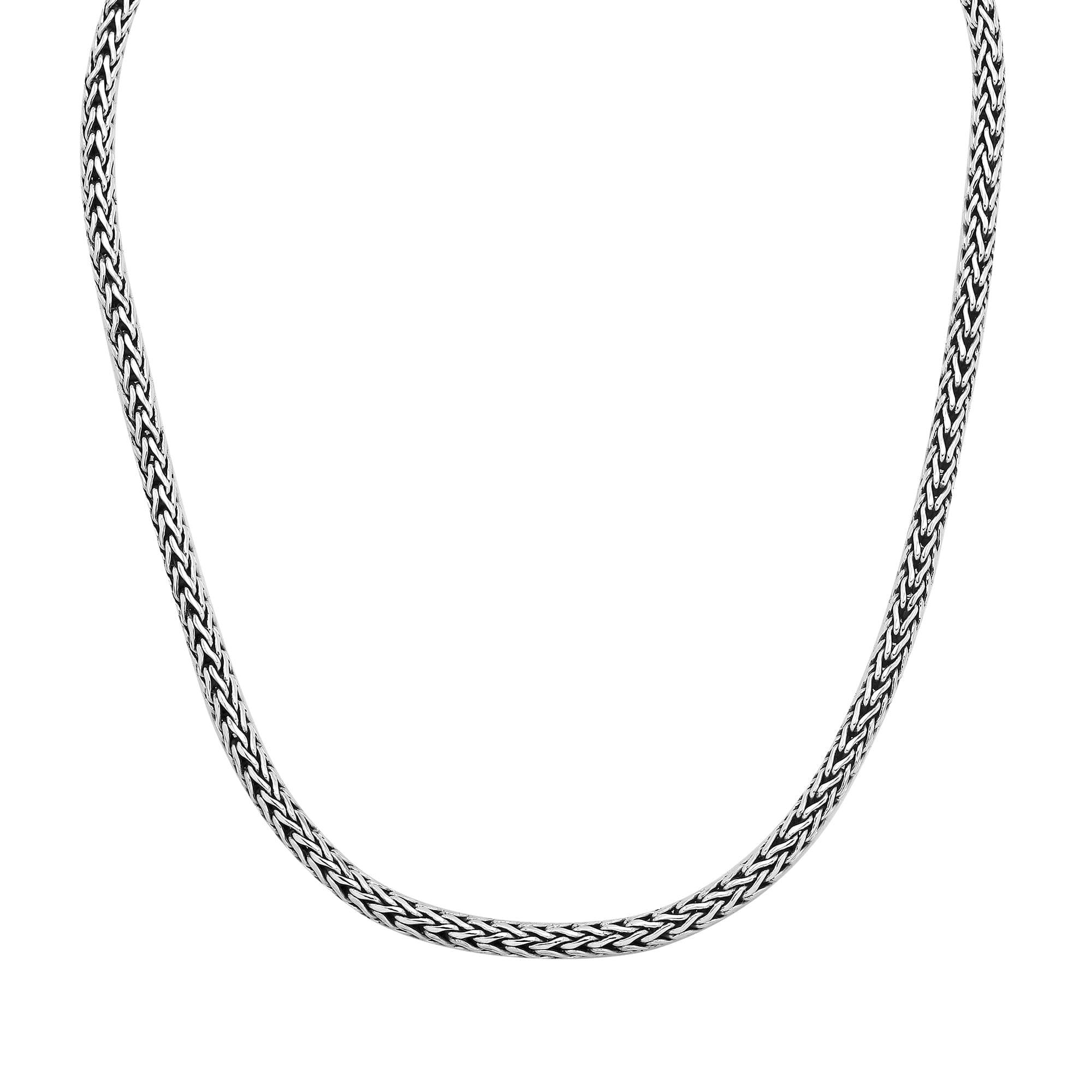 Handcrafted 925 Sterling Silver 4MM woven chain necklace with lobster lock clasp