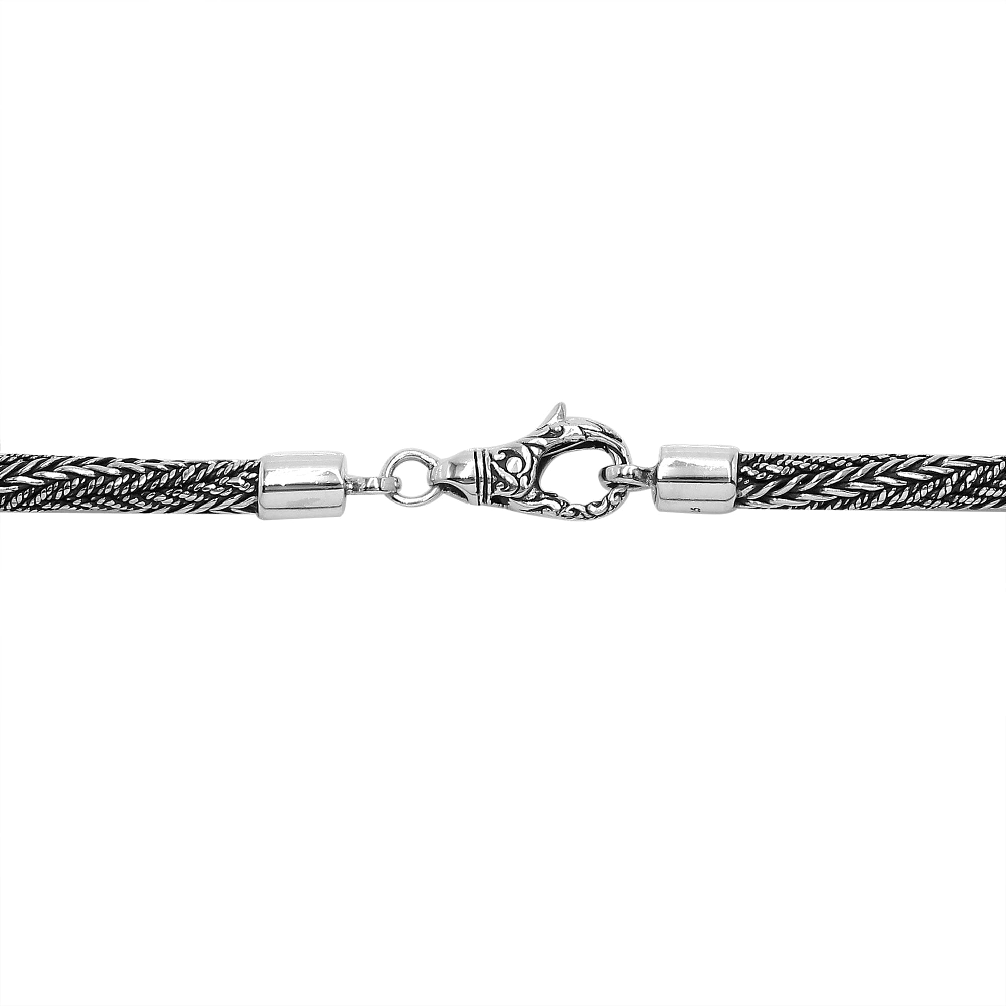 Handcrafted 925 Sterling Silver 5MM woven chain necklace with lobster lock clasp