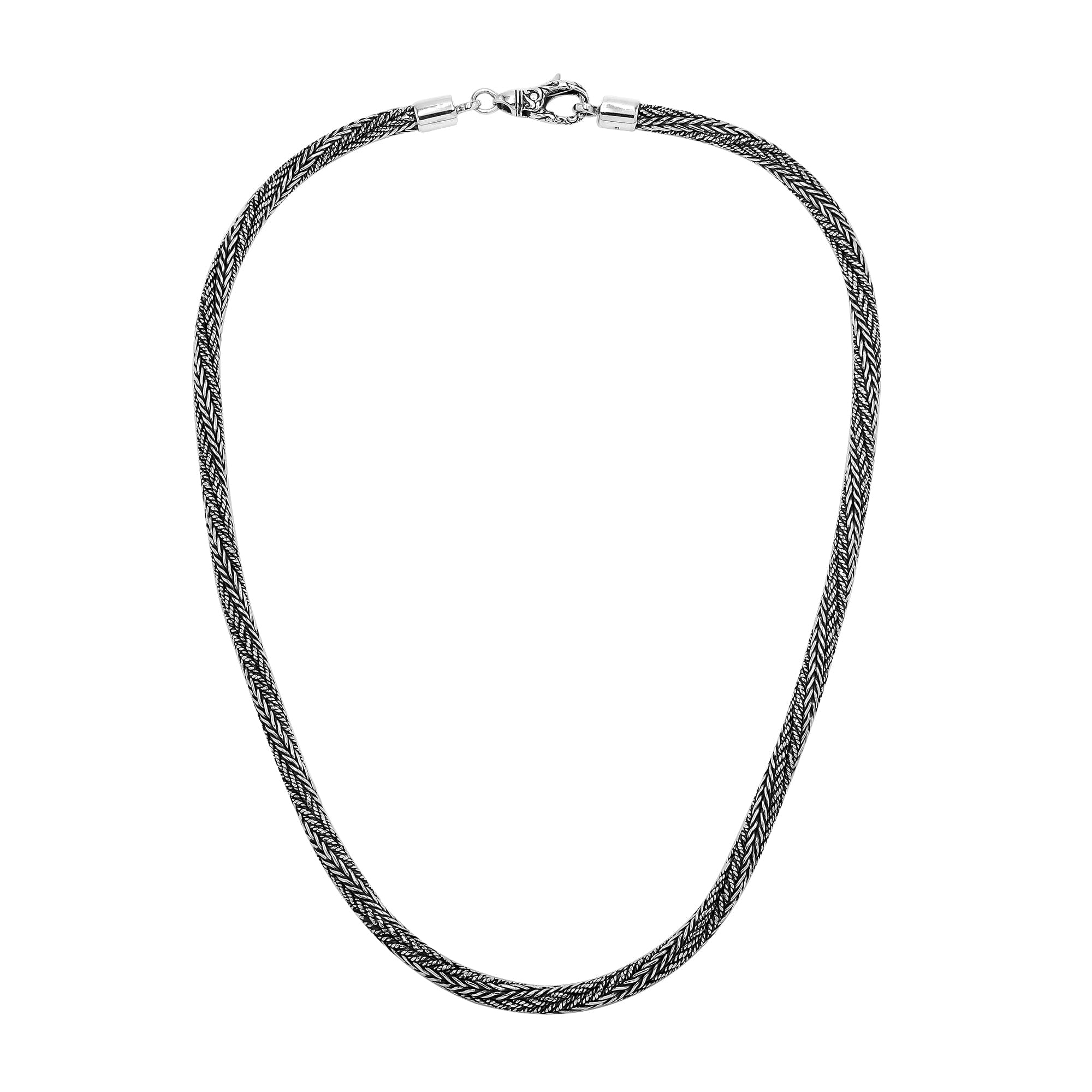 Handcrafted 925 Sterling Silver 5MM woven chain necklace with lobster lock clasp