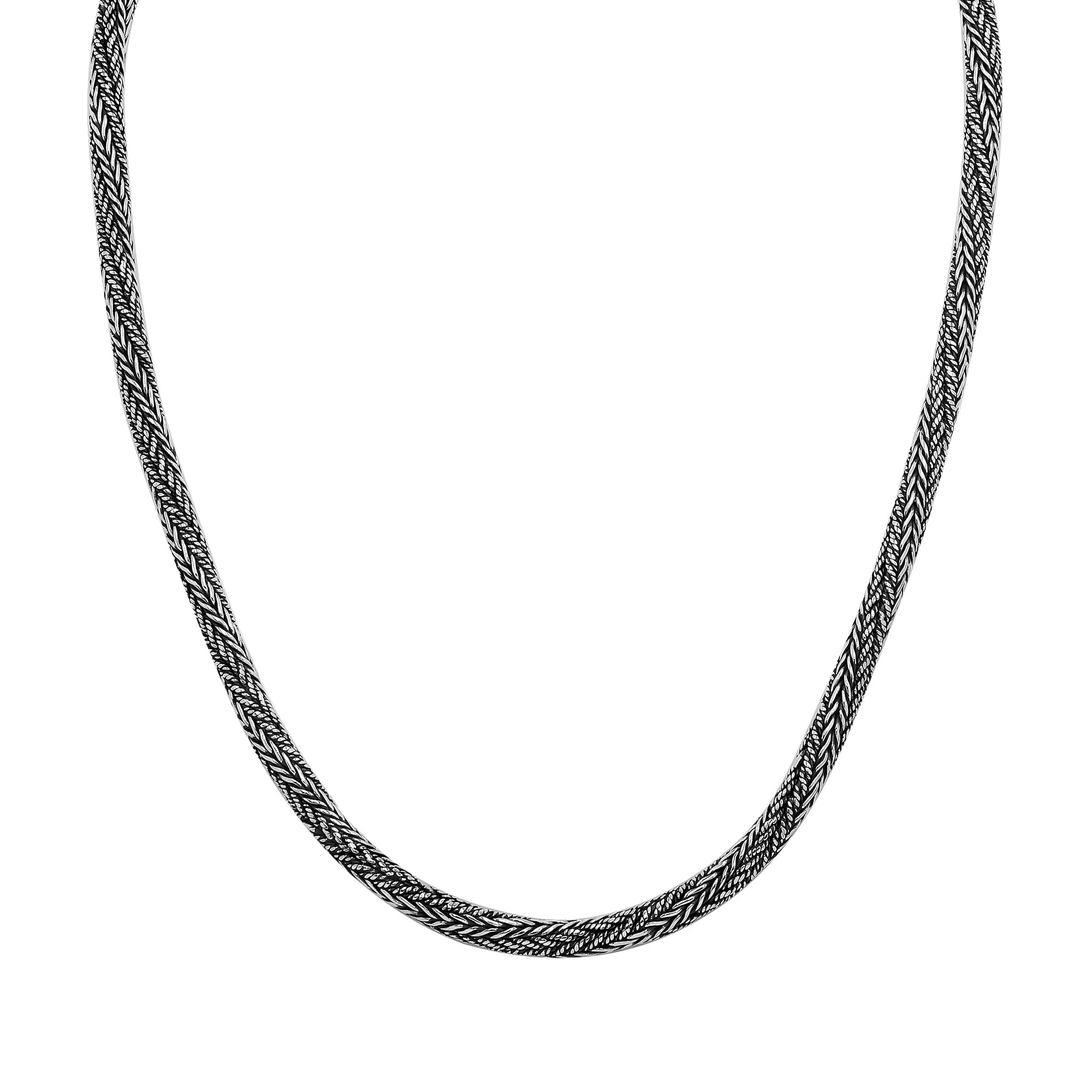 Handcrafted 925 Sterling Silver 5MM woven chain necklace with lobster lock clasp