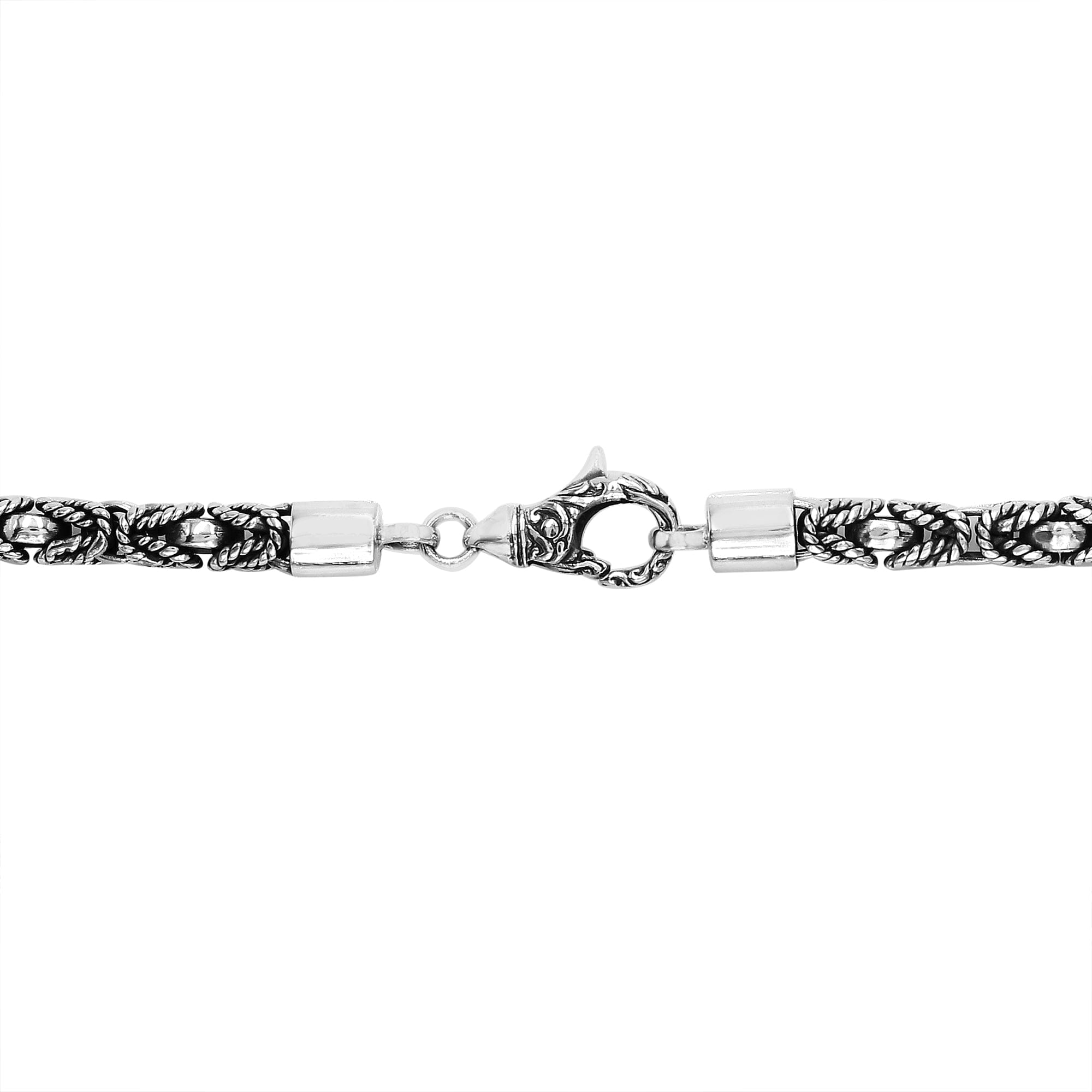 Handcrafted 925 Sterling Silver 5MM ornate woven chain necklace with lobster lock clasp