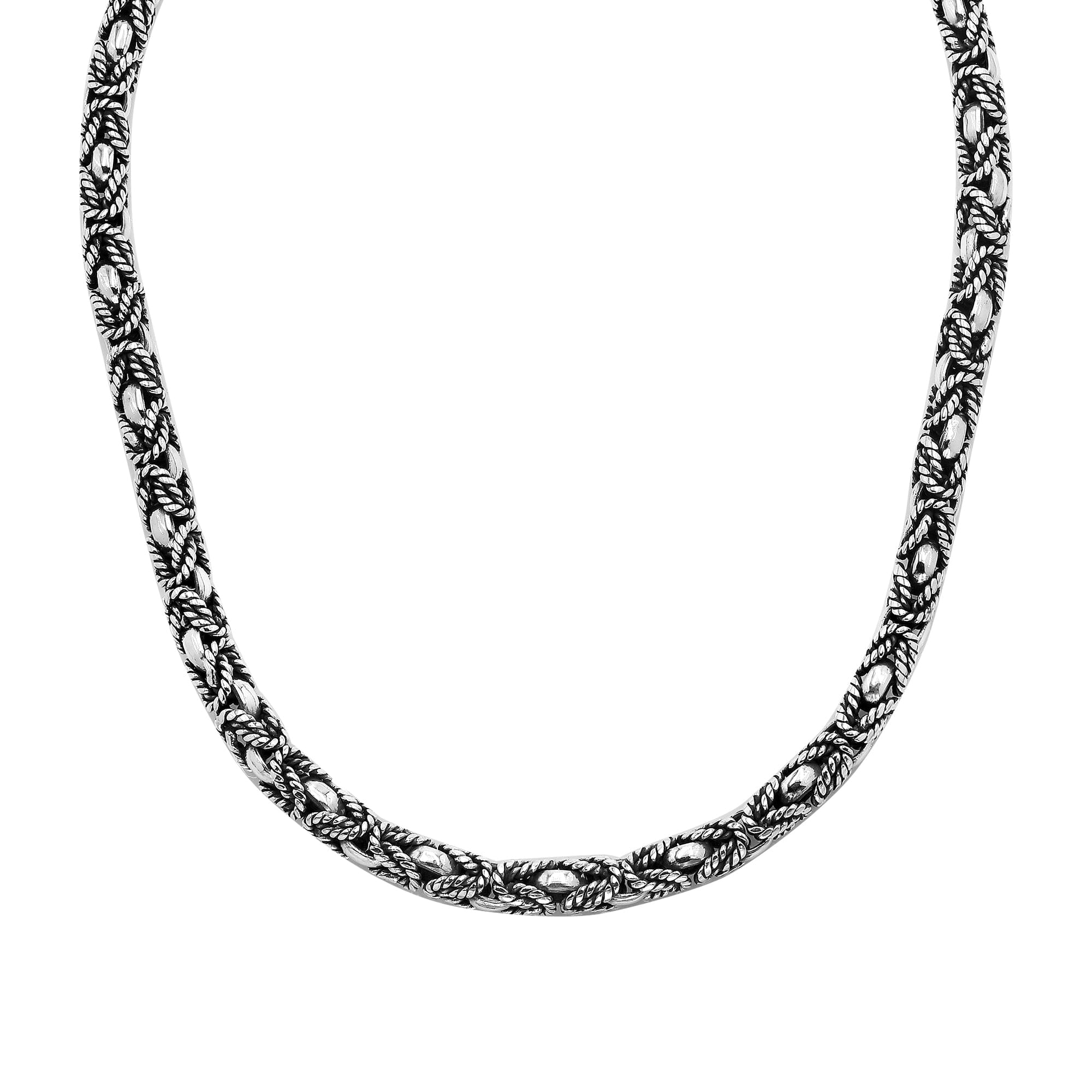 Sterling Silver 6MM Bali Necklace with Lobster Lock for men and women