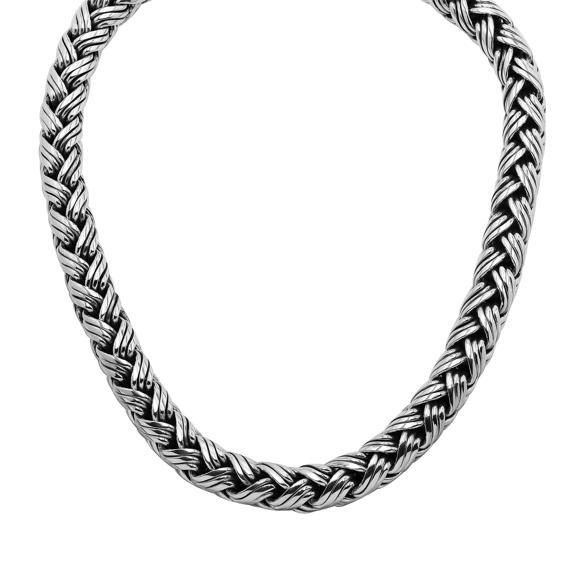 Luxury 15MM Sterling Silver Handcrafted Bali Necklace with Hook Lock