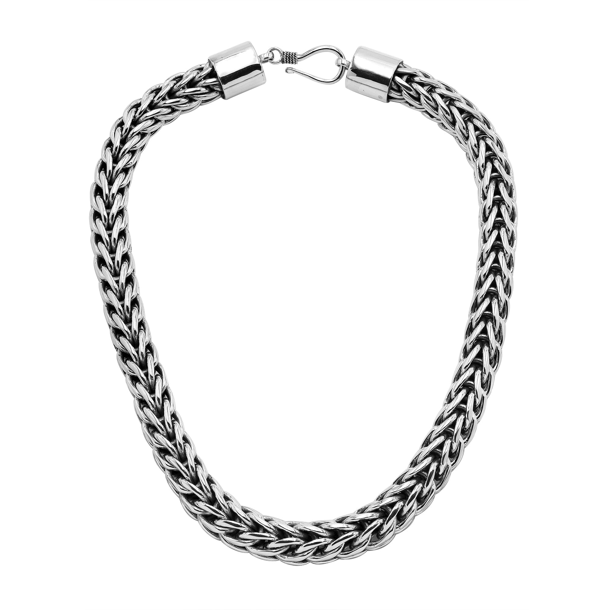 Sterling Silver 15MM Handcrafted Bali Necklace with Hook Lock