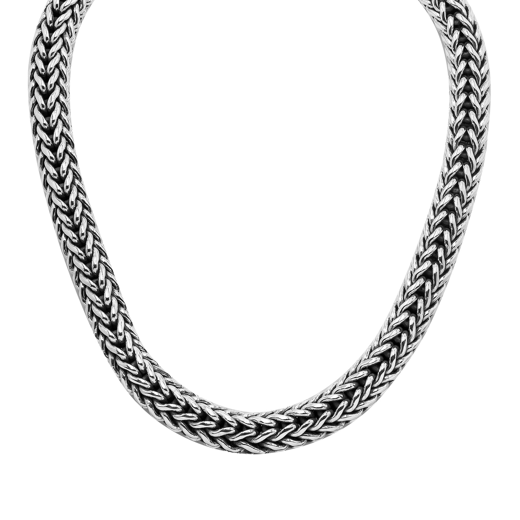 Sterling Silver 15MM Handcrafted Bali Necklace with Hook Lock