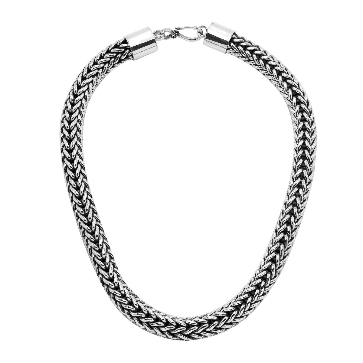 Sterling Silver 15MM Handcrafted Bali Necklace with Hook Lock