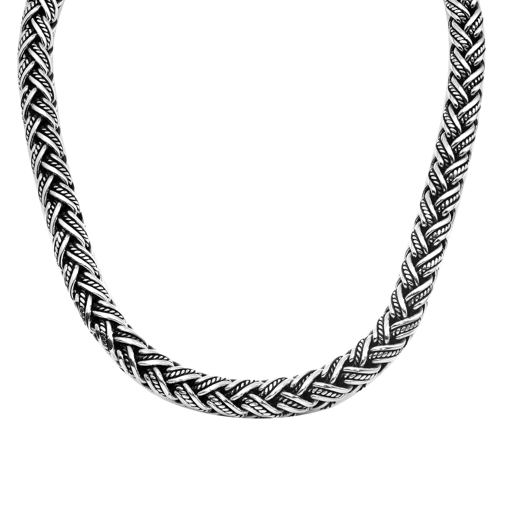 Sterling Silver 15MM Handcrafted Bali Necklace with Hook Lock