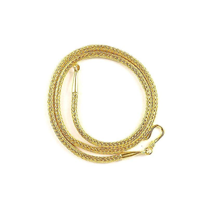 18K Gold Overlay 3MM Handcrafted Bali Necklace with Hook Lock