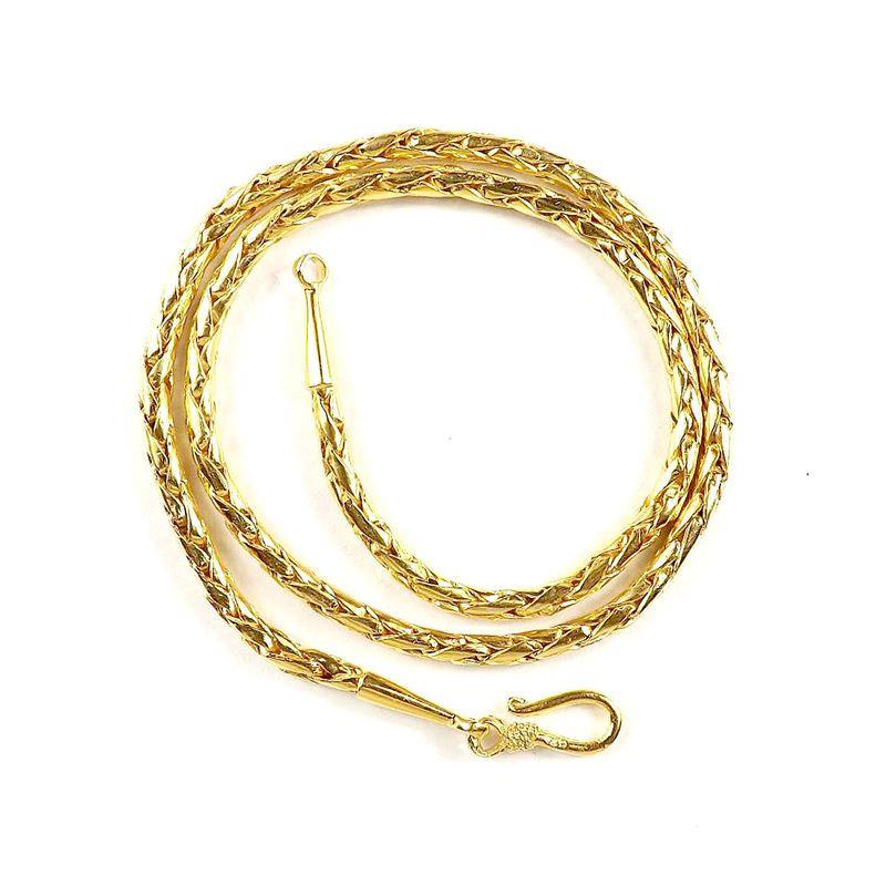 18K Gold Overlay 3MM Handcrafted Bali Wheat Necklace with Hook Lock