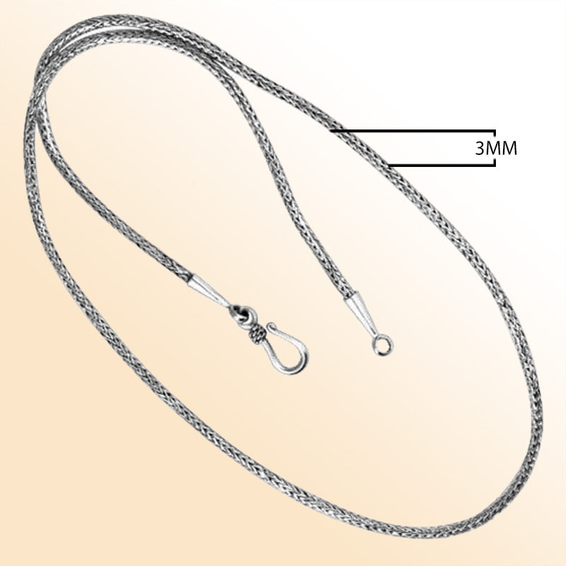 Handcrafted Silver Overlay Over Copper Bali Wheat Chain Necklace