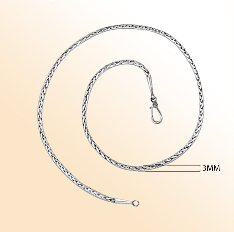 Handcrafted Silver Overlay Over Copper Bali Wheat Chain Necklace