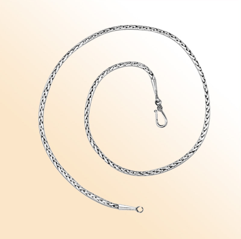 Handcrafted Silver Overlay Over Copper Bali Wheat Chain Necklace