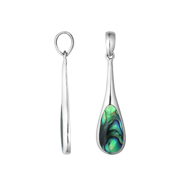 Sterling silver teardrop pendant with natural Abalone Shell – handcrafted Bali jewelry with shimmering ocean hues, a unique artisan gift