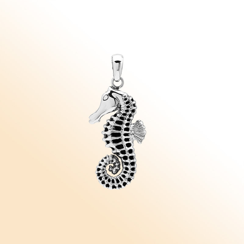 Sterling Silver Seahorse Pendant With Intricate Ocean-Inspired Detailing And Polished Finish, A Graceful Bali Artisan Jewelry Piece For Everyday Coastal Elegance.