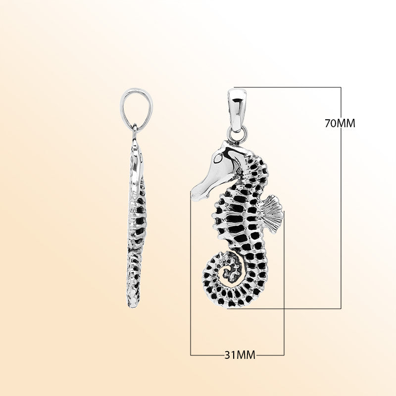 Sterling Silver Seahorse Pendant With Intricate Ocean-Inspired Detailing And Polished Finish, A Graceful Bali Artisan Jewelry Piece For Everyday Coastal Elegance.