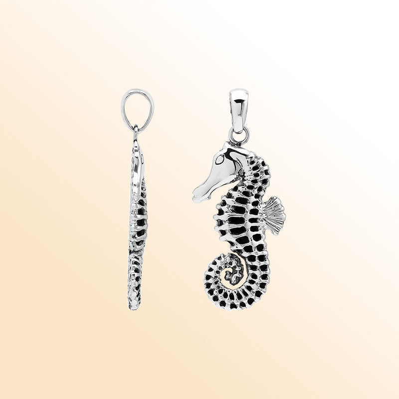 Sterling Silver Seahorse Pendant With Intricate Ocean-Inspired Detailing And Polished Finish, A Graceful Bali Artisan Jewelry Piece For Everyday Coastal Elegance.