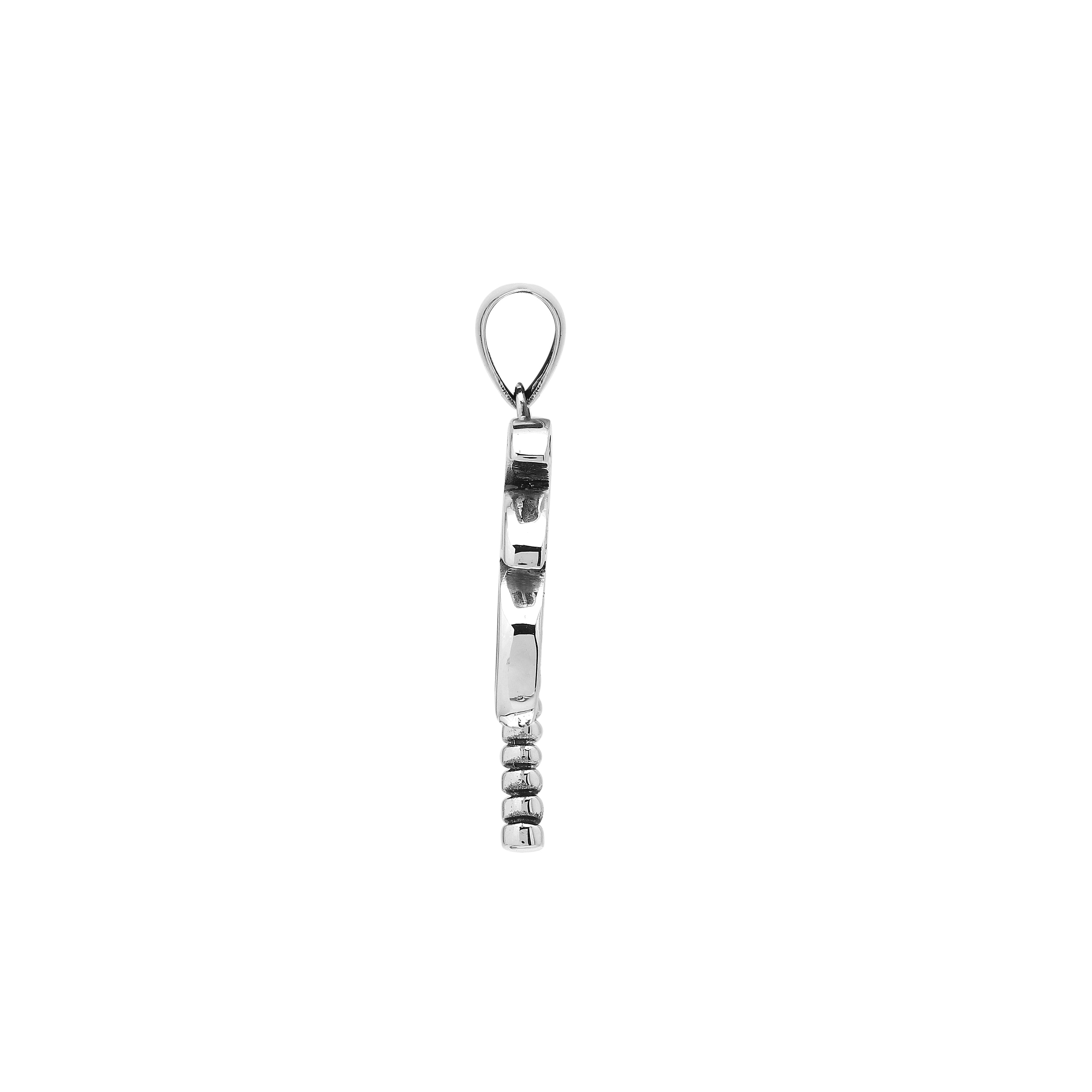 Tropical palm tree pendant in sterling silver with abalone shell inlay, artisan-crafted for exotic island-inspired style.
