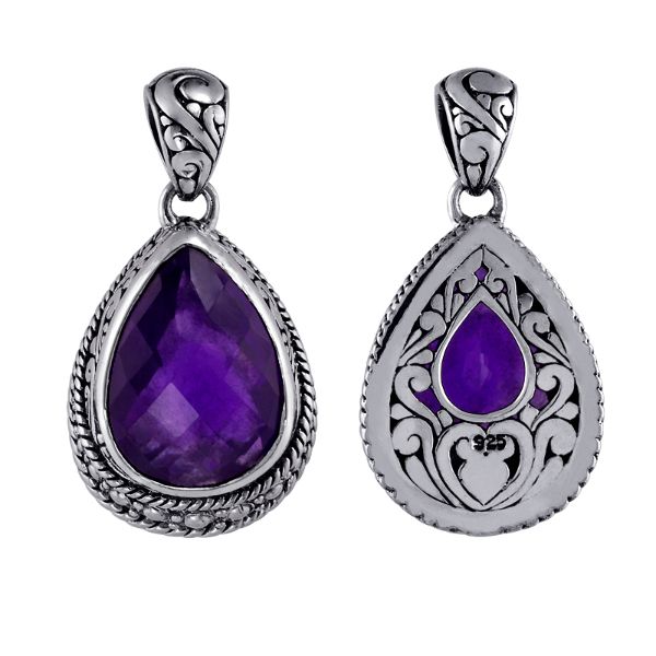 Elegant sterling silver teardrop pendant with amethyst quartz for women’s jewelry