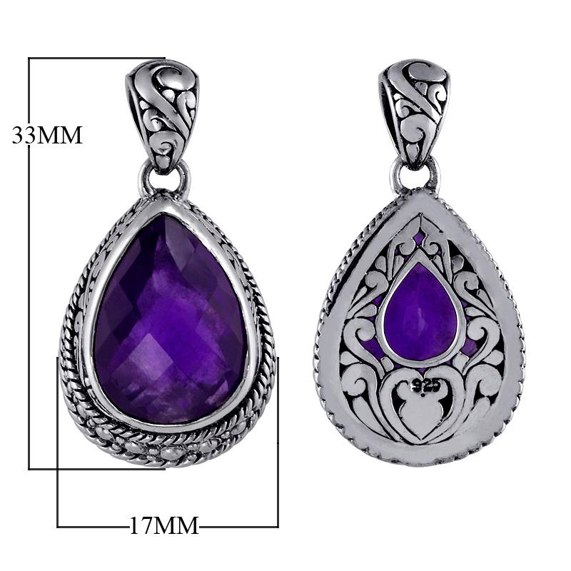 Elegant sterling silver teardrop pendant with amethyst quartz for women’s jewelry