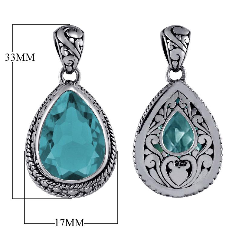 Elegant sterling silver teardrop pendant with blue topaz quartz for women’s jewelry