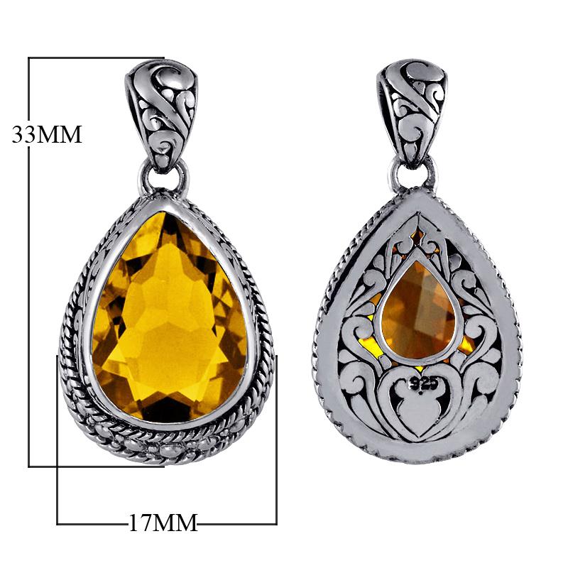 Elegant sterling silver teardrop pendant with citrine quartz for women’s jewelry