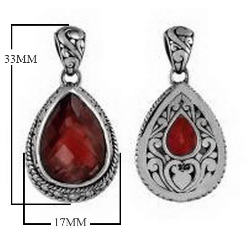 Elegant sterling silver teardrop pendant with garnet quartz for women’s jewelry