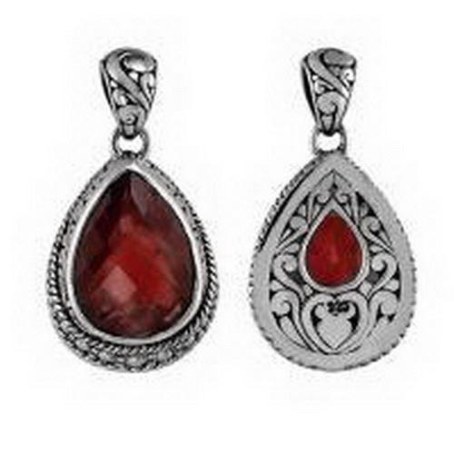 Elegant sterling silver teardrop pendant with garnet quartz for women’s jewelry