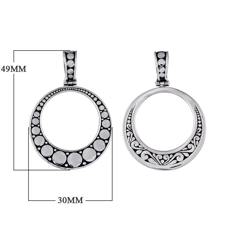 Elegant sterling silver round pendant with dotted and scroll design for women’s jewelry