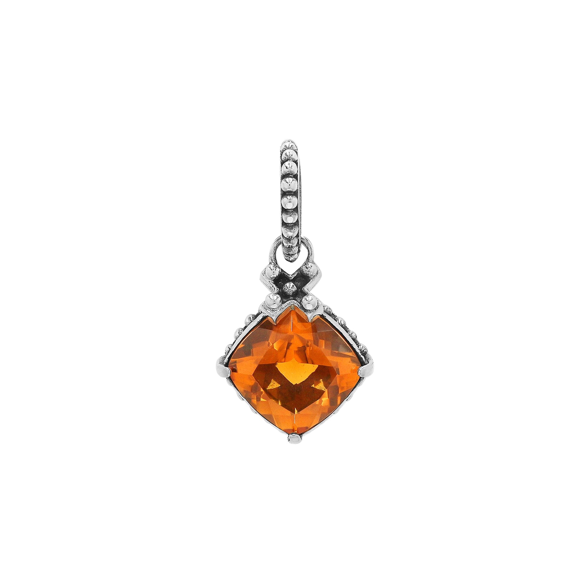 Buy Handmade Citrine Quartz Cushion Pendant – Sterling Silver Bali Jewelry
