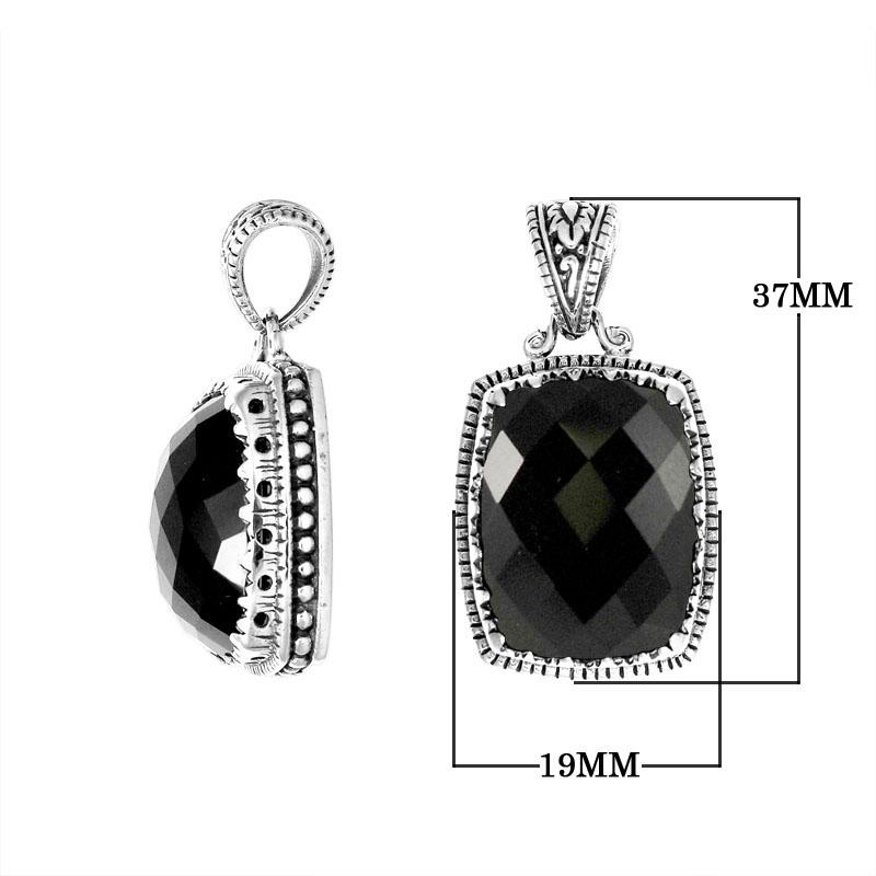 Handcrafted Black Onyx sterling silver artisan pendant from Bali