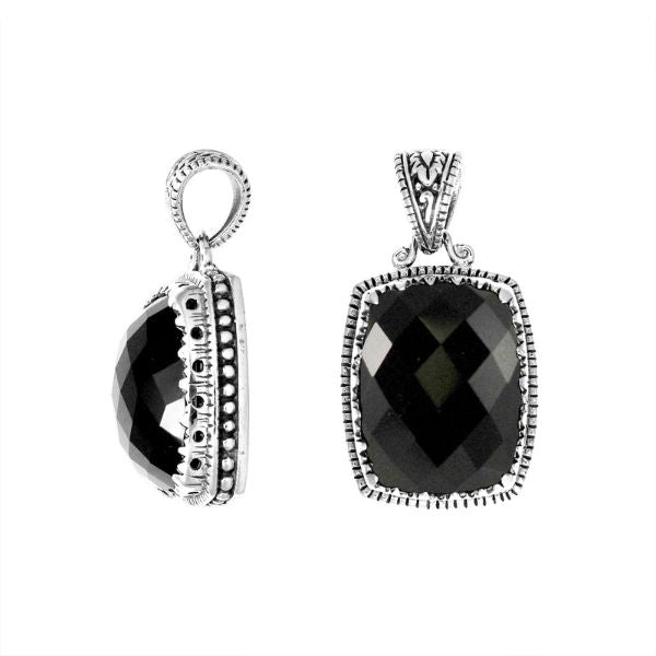 Handcrafted Black Onyx sterling silver artisan pendant from Bali