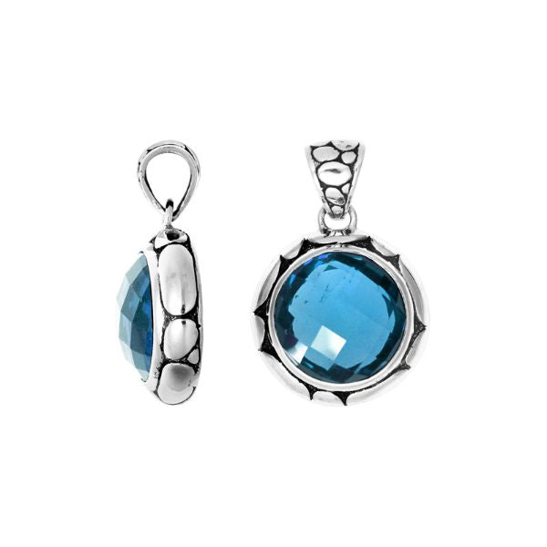 AP-6144-BT Sterling Silver Pendant With Blue Topaz Q. Jewelry Bali Designs Inc 