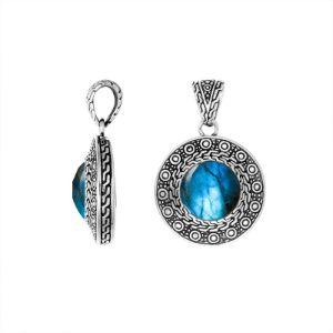 Labradorite Sterling Silver Pendant handcrafted in Bali with artisan Balinese design