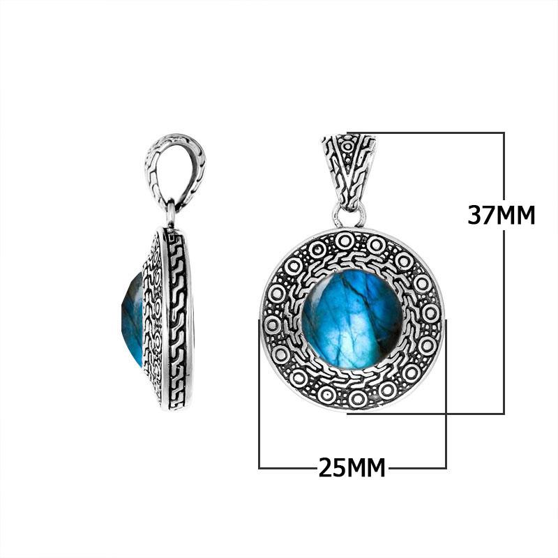 Labradorite Sterling Silver Pendant handcrafted in Bali with artisan Balinese design