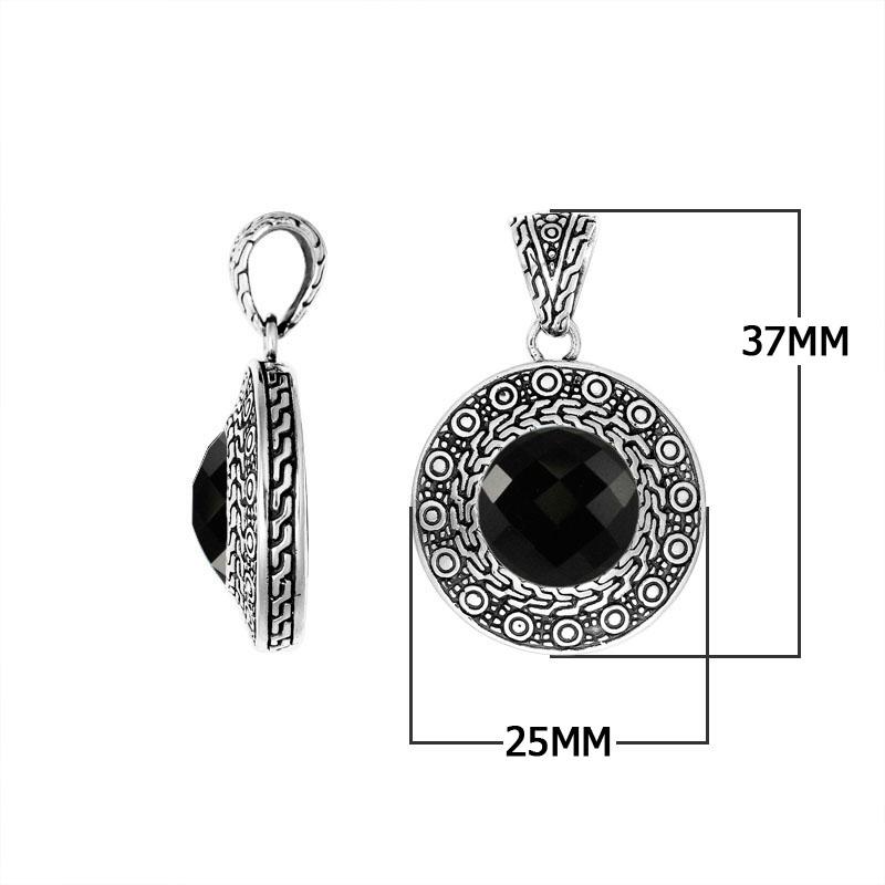 Black Onyx Sterling Silver Pendant handcrafted in Bali with artisan Balinese design