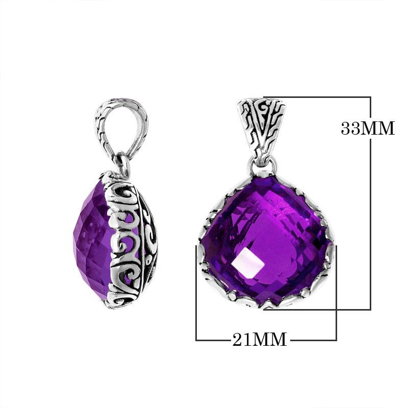 Amethyst Quartz Sterling Silver Pendant handcrafted in Bali with artisan Balinese design