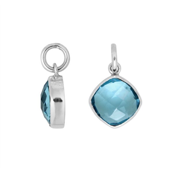 Elegant sterling silver pendant with cushion-cut Blue Topaz Quartz