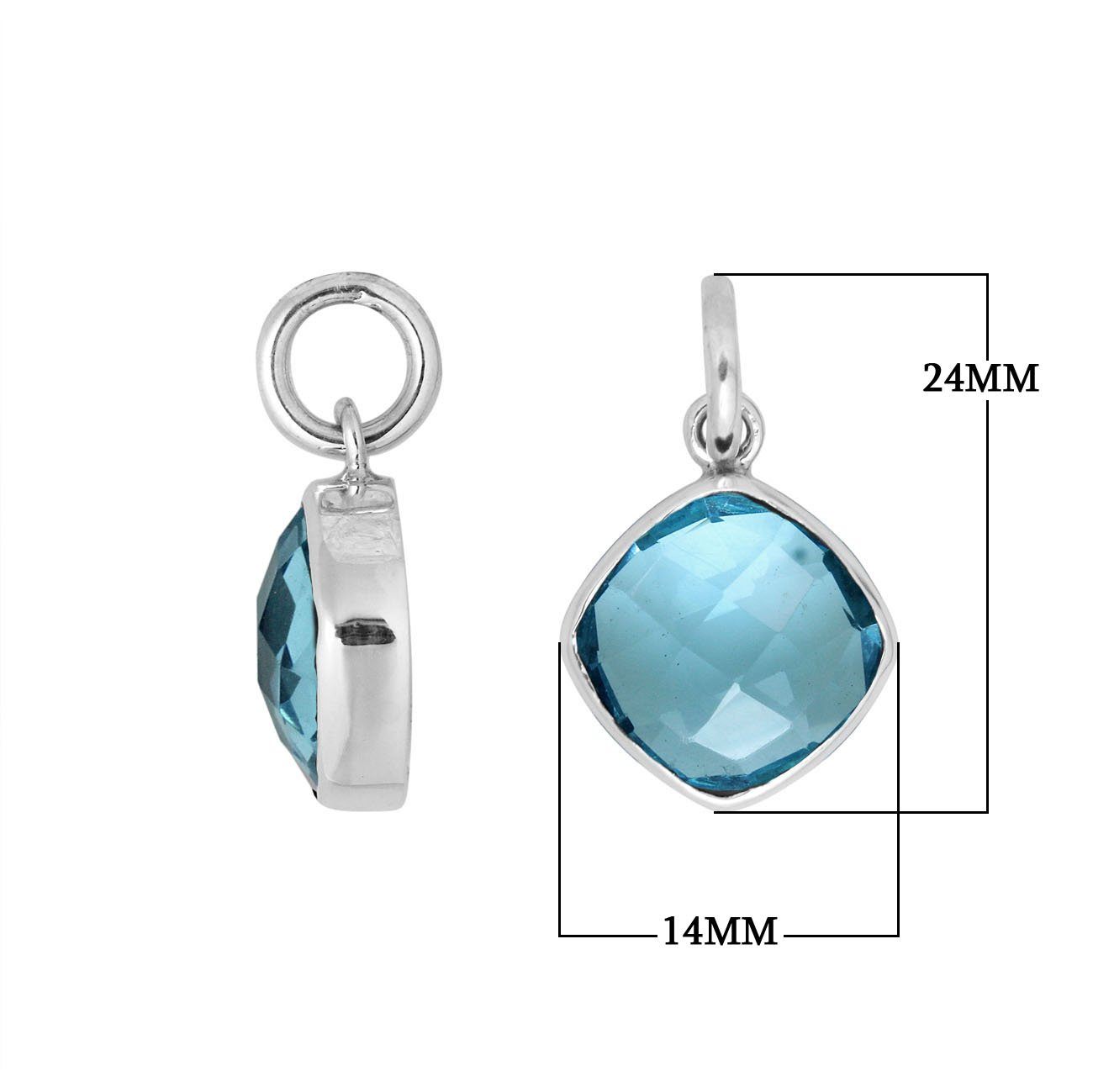 Elegant sterling silver pendant with cushion-cut Blue Topaz Quartz