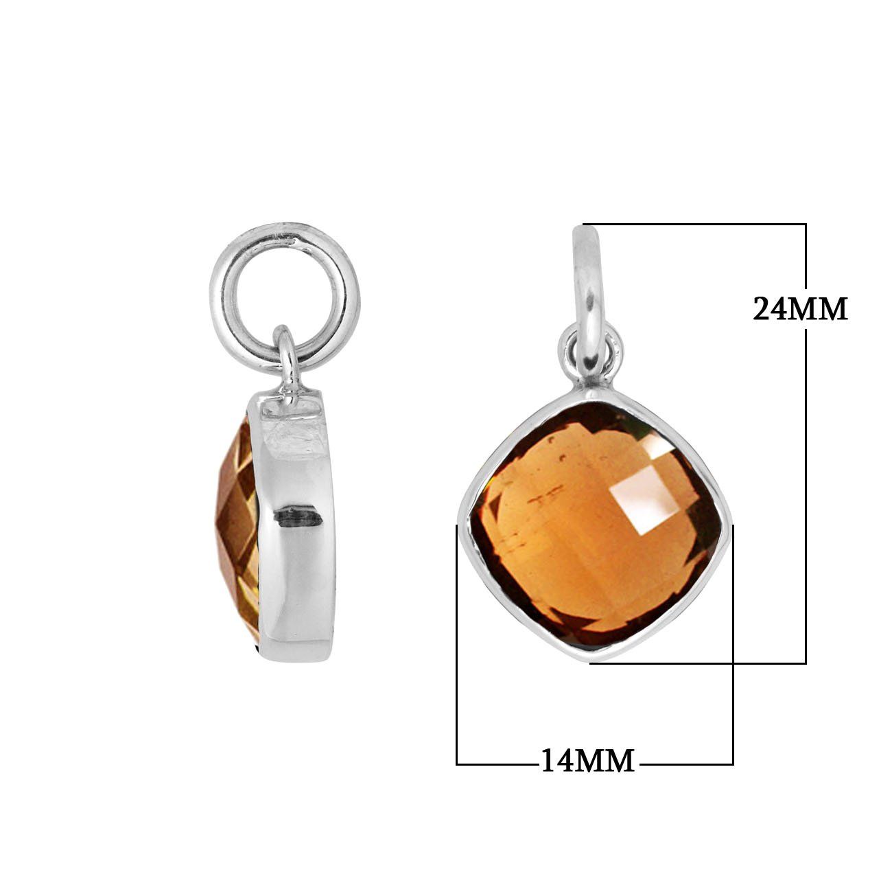 Sterling silver pendant with cushion-cut Citrine Quartz radiating golden sunlight glow