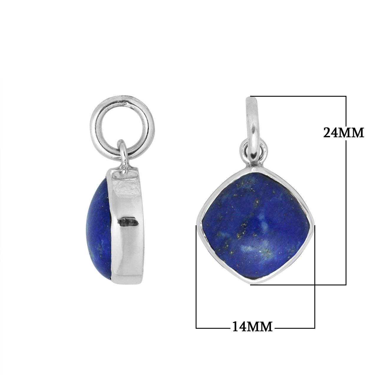 Sterling silver pendant with cushion-cut Lapis in midnight sky blue