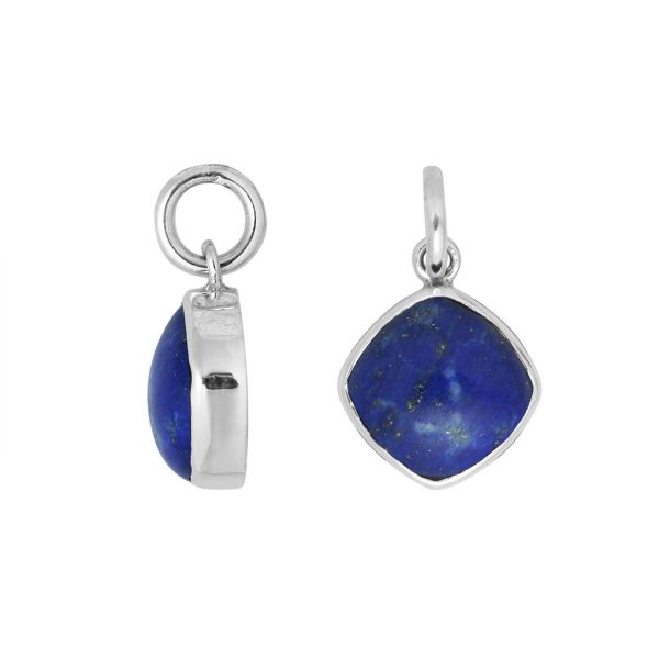 Sterling silver pendant with cushion-cut Lapis in midnight sky blue