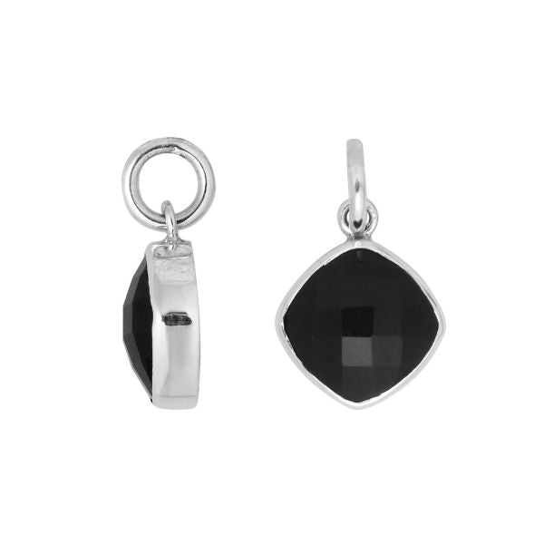 Sterling silver cushion-cut pendant with polished Black Onyx stone